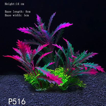 Artificial Underwater Aquarium Plants – Plastic Aquatic Fake Shrubs & Green Water Grass for Fish Tank Landscaping, Realistic Simulated Decor