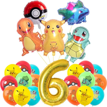 Pokémon Theme Birthday Party Decorations – Cartoon Pokémon Go Tableware Set (Cups, Plates & Pikachu Balloons) for Baby Shower & Party Favors