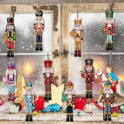 Ornements de Noël soldat casse-noisette en bois de 12 pièces – Décorations à suspendre pour sapin, maison et cadeaux de fêtes