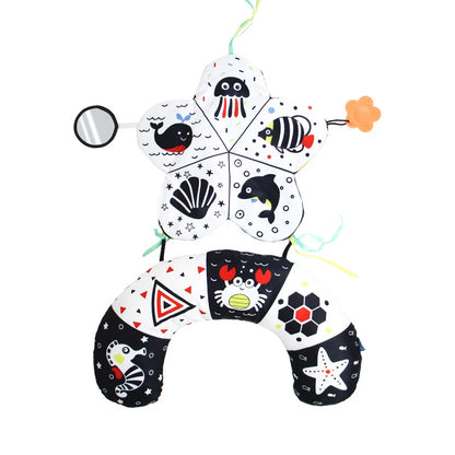 Coussin de Temps sur le Ventre pour Bébé et Jouet Sensoriel à Contraste Élevé – Coussin de Soutien Réversible Noir et Blanc pour Nouveau-né pour le Redressement de la Tête et le Développement Précoce