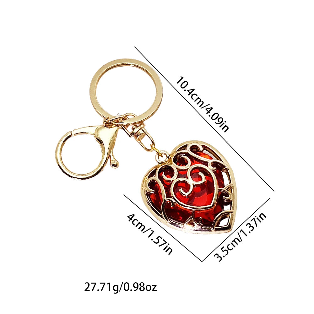 Zelda Heart Container Keychain – Skyward Sword Crystal Heart Pendant Keyring Jewelry Gift for Men & Women
