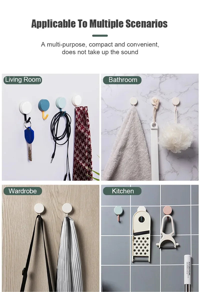 Ganchos de pared autoadhesivos de 5/10 piezas – Ganchos fuertes sin taladro para baño, cocina, puerta, almacenamiento de ropa y toallas