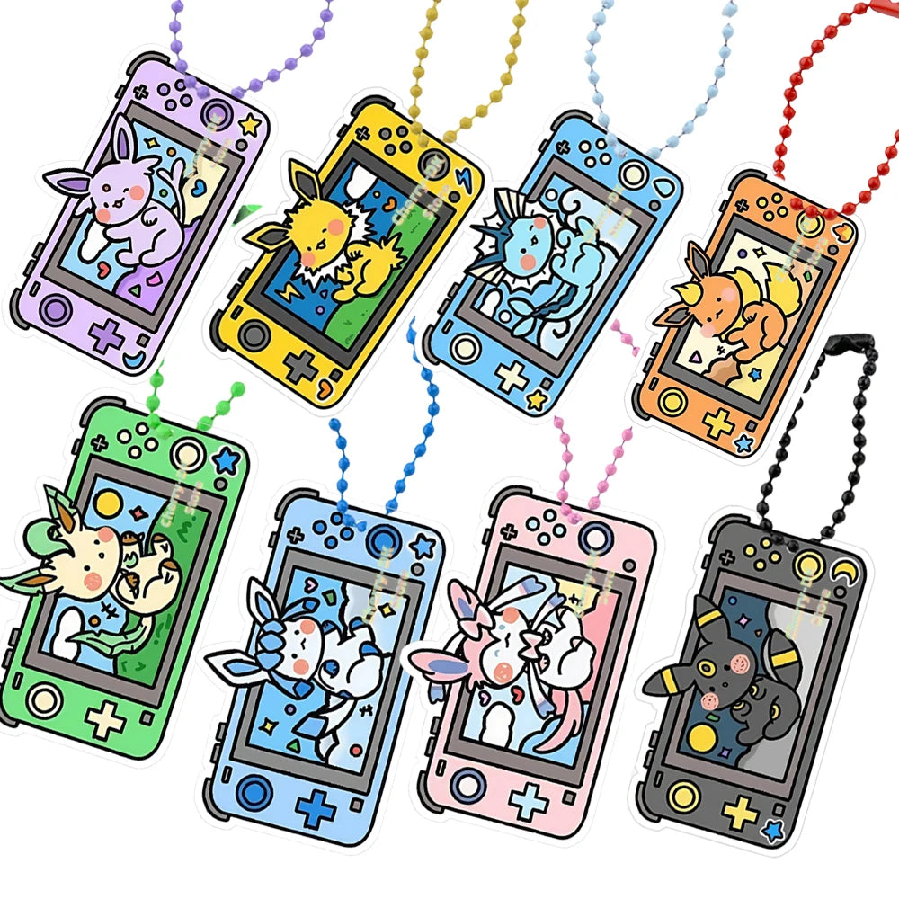 Pokémon Acrylic Keychain – Espeon, Umbreon, Leafeon & Snorlax Double-Sided Bead Chain Pendant