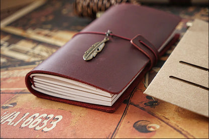 Genuine Leather Refillable Travel Journal – Handmade Retro Diary, Sketchbook & Notebook
