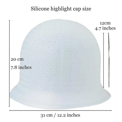 Silicone Hair Coloring Cap with Needle – Professional Highlighting & Hair Dyeing Cap for Salon Hairdressing, Reusable Hair Coloring Tool