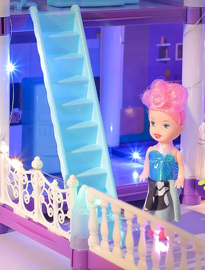 3D DIY Fantasy Princess Castle Villa Assembly Doll House Set – Creative Building Toys for Girls, Home Play & Kids 3D Educational Toy Kit