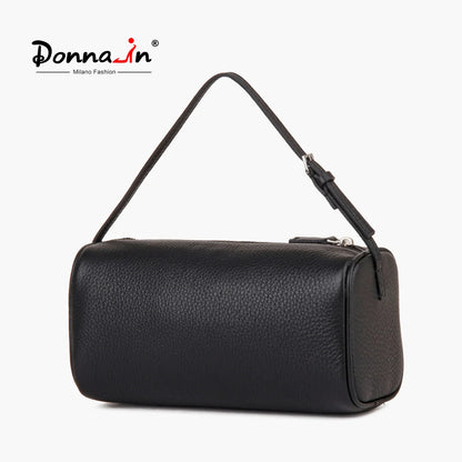 Donna-in Genuine Cowhide Leather Handbag – Women’s Full Grain Leather Top Handle Bag with Shoulder Strap, Luxury Soft Sheepskin Lining, Elegant Vintage Purse for Daily Use, Work & Fashion Styling