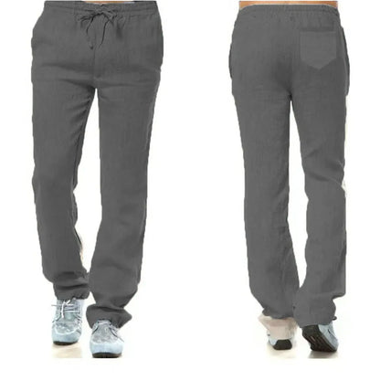 Men's Cotton Linen Pants – Breathable Solid-Color Trousers with Back Pocket, Casual Fitness & Streetwear Pants for Autumn