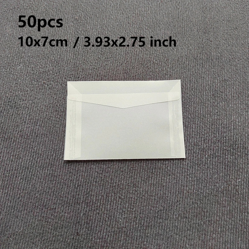 Lot de 50 enveloppes vierges translucides pour invitations, cartes postales, cartes de mariage, courriers professionnels et cartes cadeaux