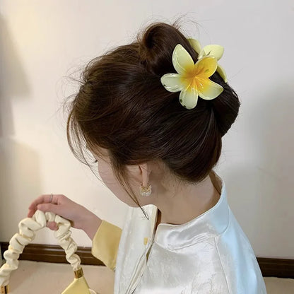 Pinzas de pelo hawaianas con diseño floral degradado – Pasadores grandes florales tropicales para mujer | Accesorios de moda para el pelo para vacaciones en la playa