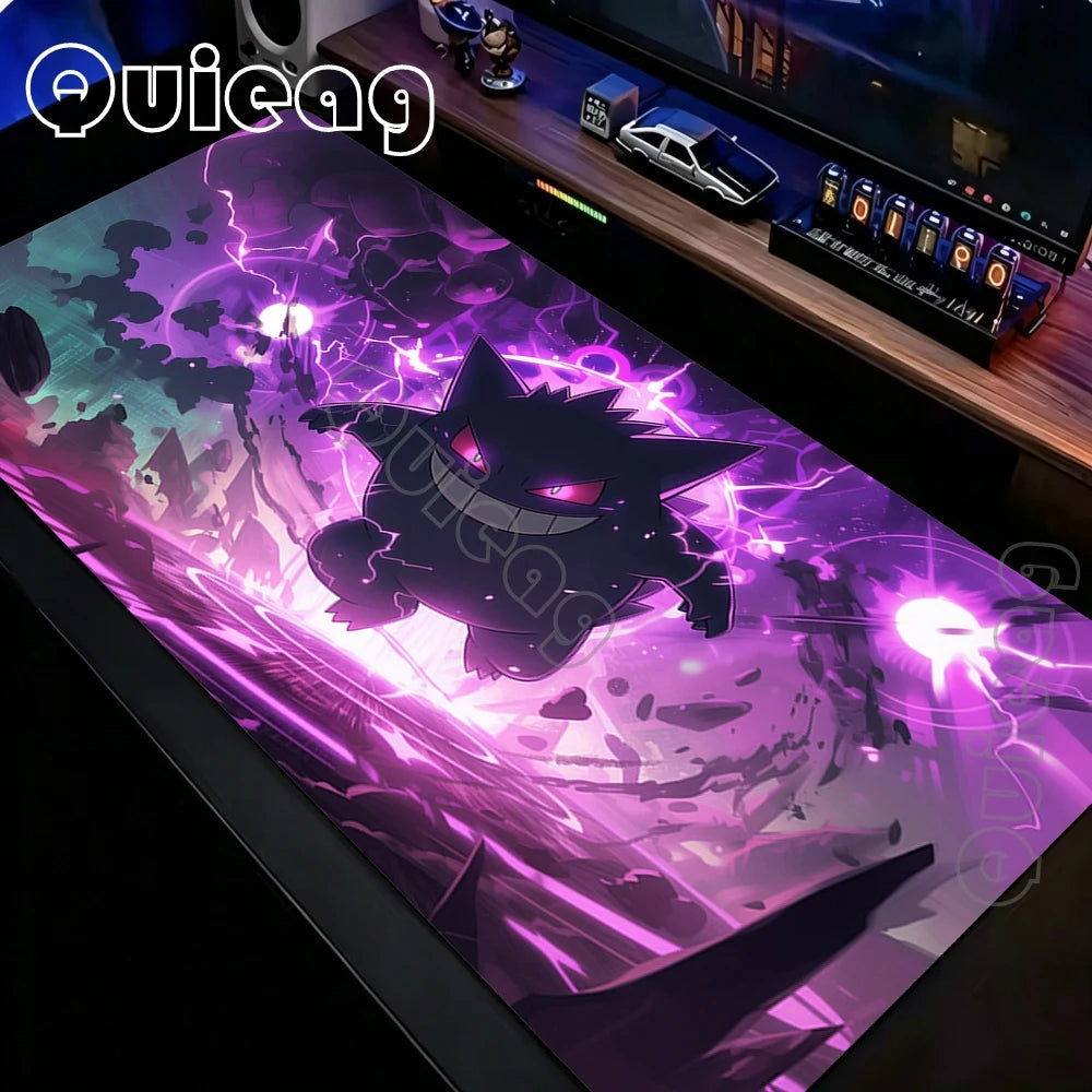 Tapis de souris Gengar Anime Gaming – Grand tapis de bureau Pokémon antidérapant pour ordinateur portable, clavier et configuration PC
