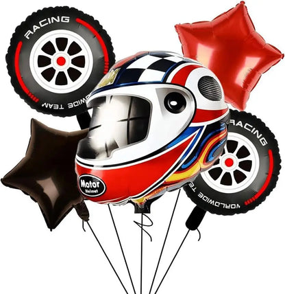 Racing Car Birthday Party Decorations – Race Car, Tire Wheel, Traffic Cone & Checkered Balloons for Kids' Racing-Themed Parties