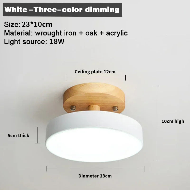Lámpara de techo redonda de madera nórdica – Moderna lámpara de montaje empotrado para pasillo, dormitorio, baño, comedor y entrada