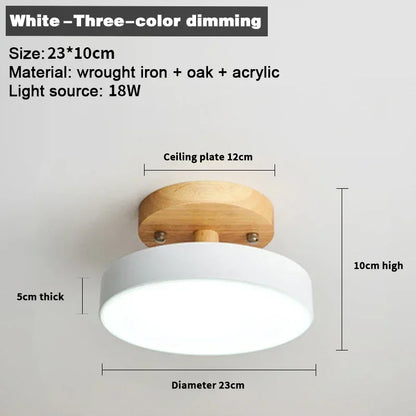 Lámpara de techo redonda de madera nórdica – Moderna lámpara de montaje empotrado para pasillo, dormitorio, baño, comedor y entrada