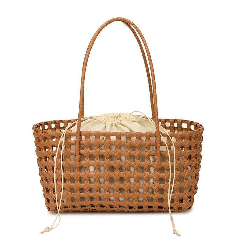 Bolso Cesta de Paja Tejido a Mano para Mujer – Bolso de Hombro de Ratán, Bolso de Playa de Verano para Mujer, Cartera de Viaje de Diseño para Compras, Vacaciones y Salidas Casuales