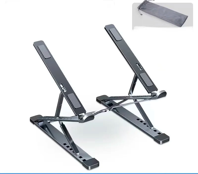 Adjustable Aluminum Laptop Stand – Foldable Notebook Holder with Heat Dissipation Design for MacBook, PC, Tablet & Desktop Computer Setup
