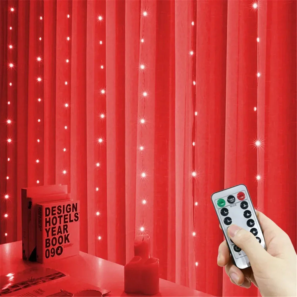 Luces USB LED de Cortina – 8 Modos de Iluminación con Control Remoto para Decoración de Dormitorio, Boda, Festividades y Hogar (3M/6M)