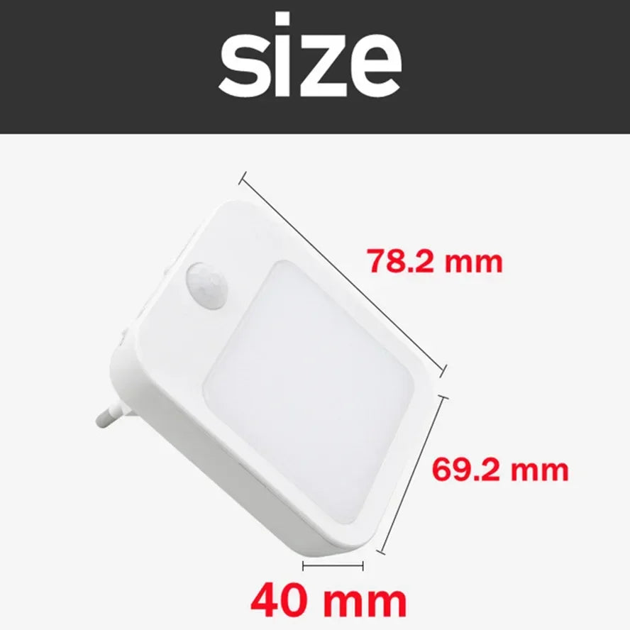 Motion Sensor LED Night Light – Dimmable EU Plug-In Cabinet & Bedside Lamp for Bedroom, Baby Room, Hallway & Bathroom