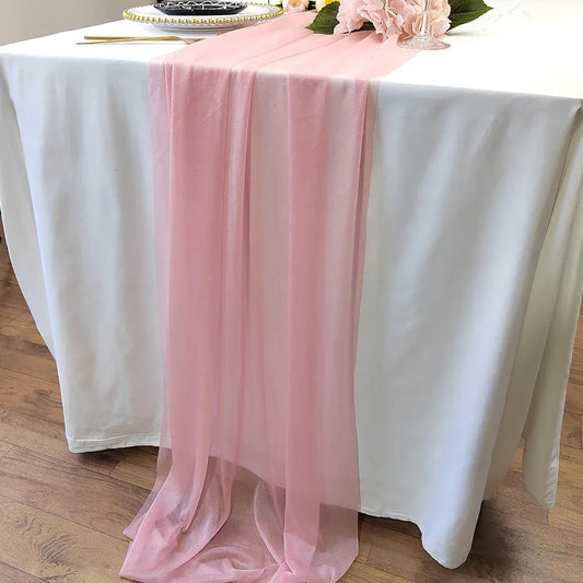 Camino de mesa de gasa - Decoración de arco de boda de tela de seda transparente | Decoración de mesa bohemia para cumpleaños y eventos