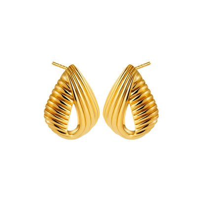 Pendientes de Moda Llamativos de Acero Inoxidable Chapado en Oro Círculo Geométrico Retorcido Vintage para Mujer