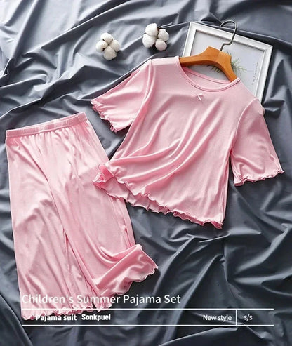 Girls Summer Pajama Set – Short Sleeve Kids Homewear Outfit | Soft Casual Two Piece Clothes Set for Children