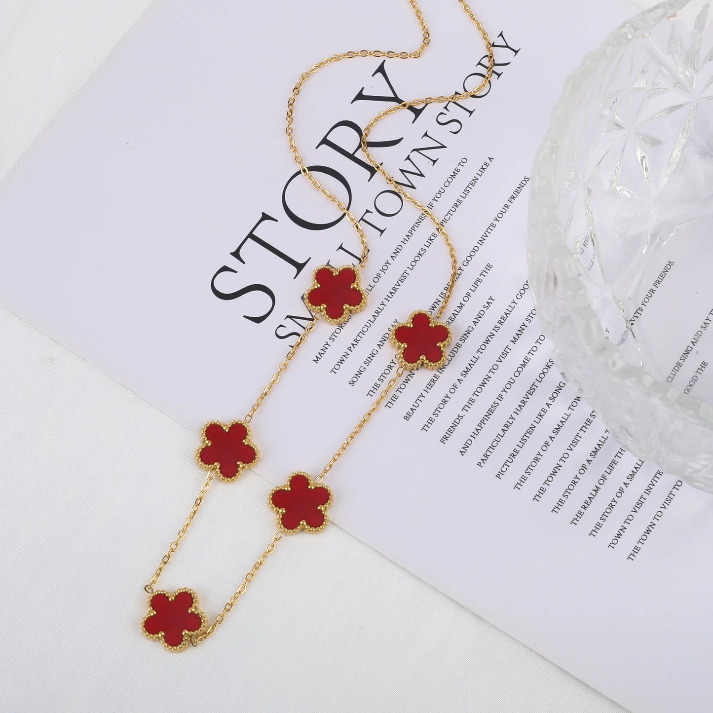 Stainless Steel Five Leaf Flower Clover Bracelet for Women Girls Adjustable Laser Petal Classic Brand Jewelry Gift