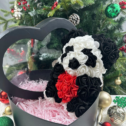 Oso de rosas artificiales de 25 cm con caja de regalo – Regalo romántico para ella en San Valentín, aniversario y boda