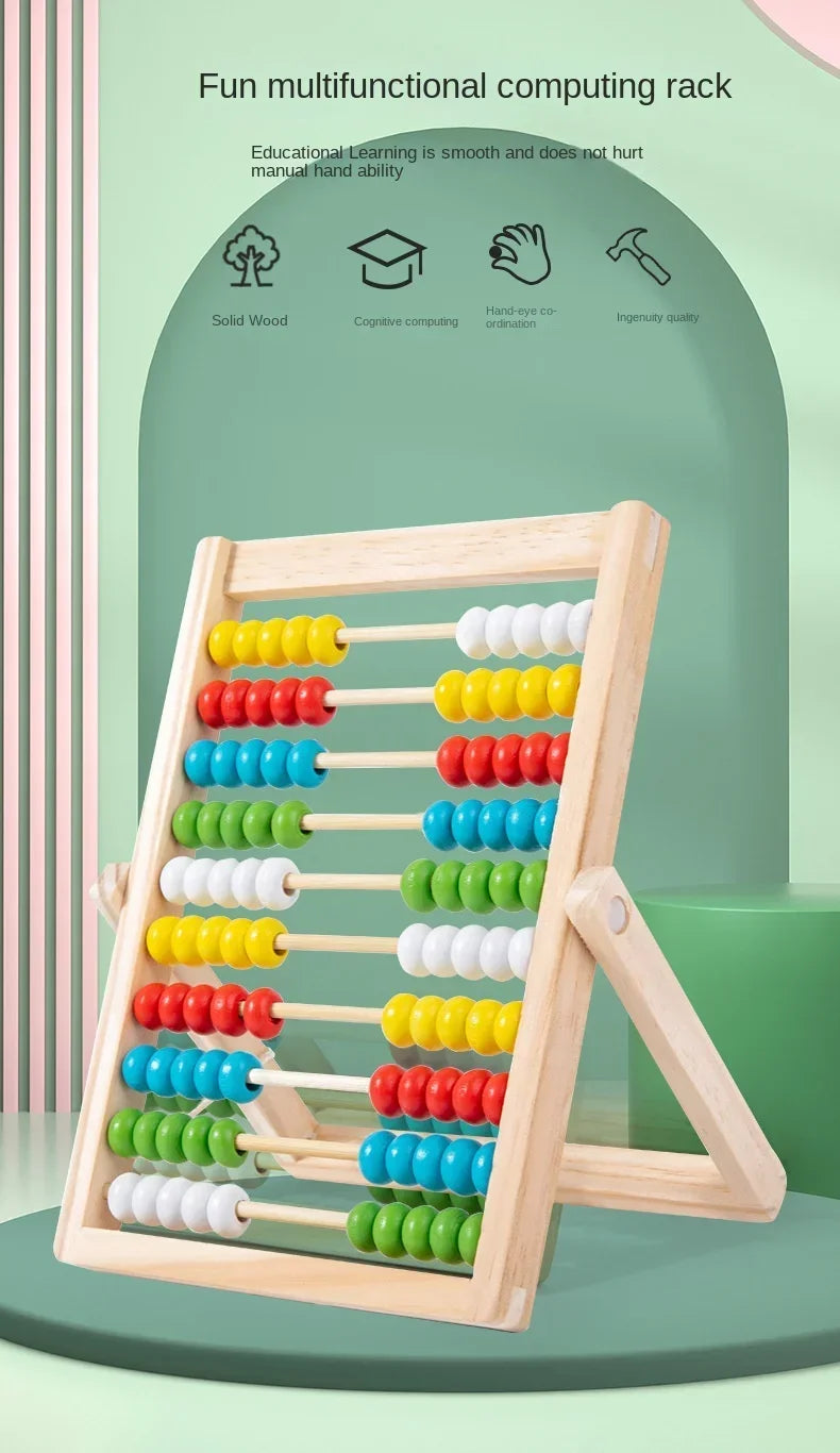 Classic Wooden Counting Toy – 100 Beads Montessori Abacus, Preschool Math Learning Toy, Number Arithmetic Practice Board, Early Education Gift for Toddlers