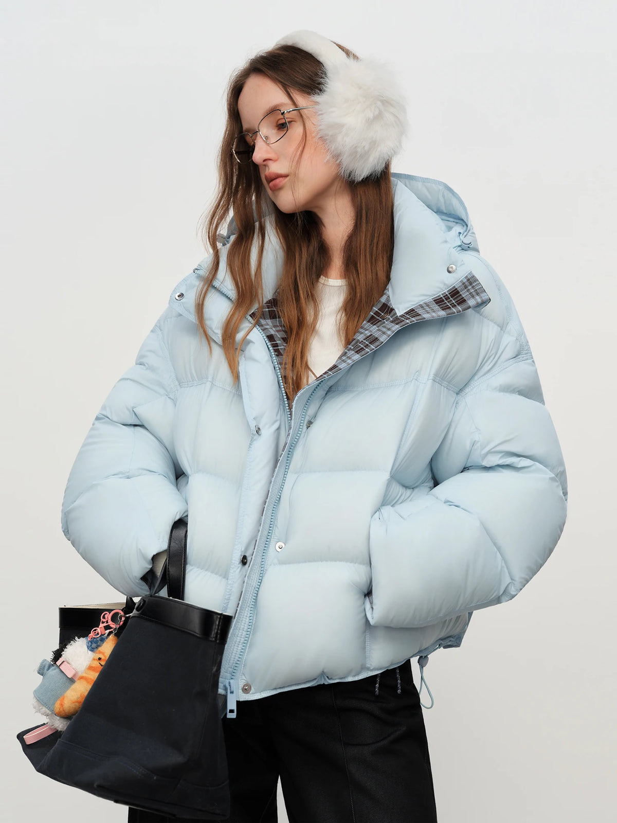 FSLE Women’s Hooded Puffer Jacket – Waterproof Quilted Winter Coat, Warm Oversized Short Bubble Jacket for Cold Weather