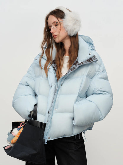 FSLE Women’s Hooded Puffer Jacket – Waterproof Quilted Winter Coat, Warm Oversized Short Bubble Jacket for Cold Weather
