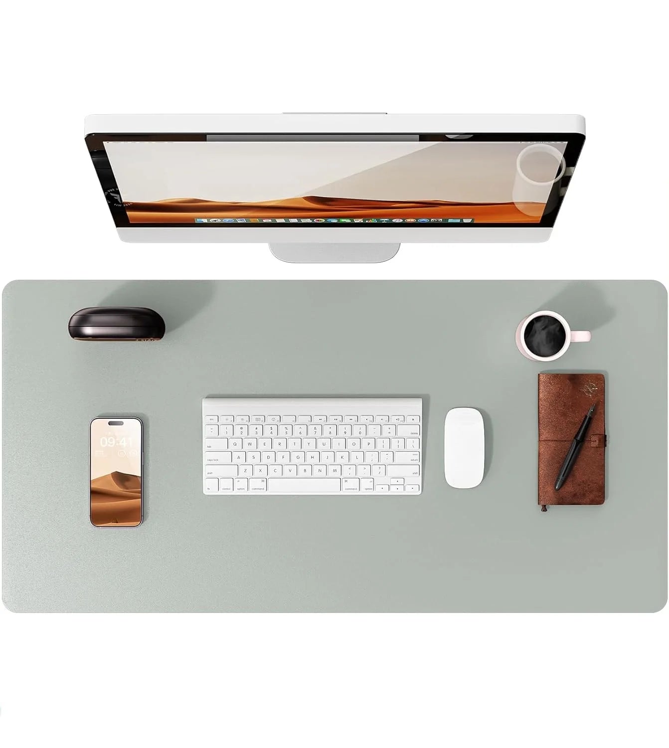 Alfombrilla de escritorio grande de cuero PU - Mouse Pad antideslizante y protector de escritorio para laptop, teclado, oficina y juegos