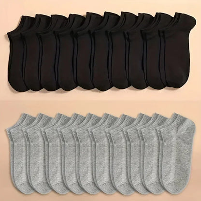 10/20/40 Pairs Unisex Cotton Ankle Socks – Soft Low Cut Everyday Socks for Men & Women