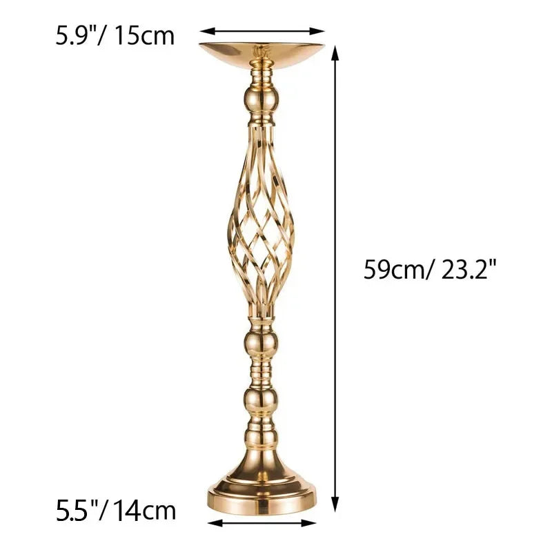 Gold Iron Candle Holder Vase – Twisted Path Table Centerpiece for Wedding Flowers, Home Decor, Wedding Props & Table Arrangements