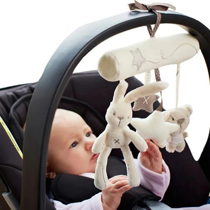 Peluche Colgante Conejito 2025 – Sonajero Suave para Bebés, Juguete Multifuncional para Cochecito y Cuna, Juguete Sensorial para Bebés y Regalo de Baby Shower