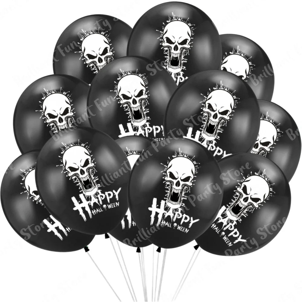 12-Inch Halloween Latex Balloons – Black, Orange, White & Pink Balloons for Halloween Parties, Holiday Events, Party Favors & Decorations