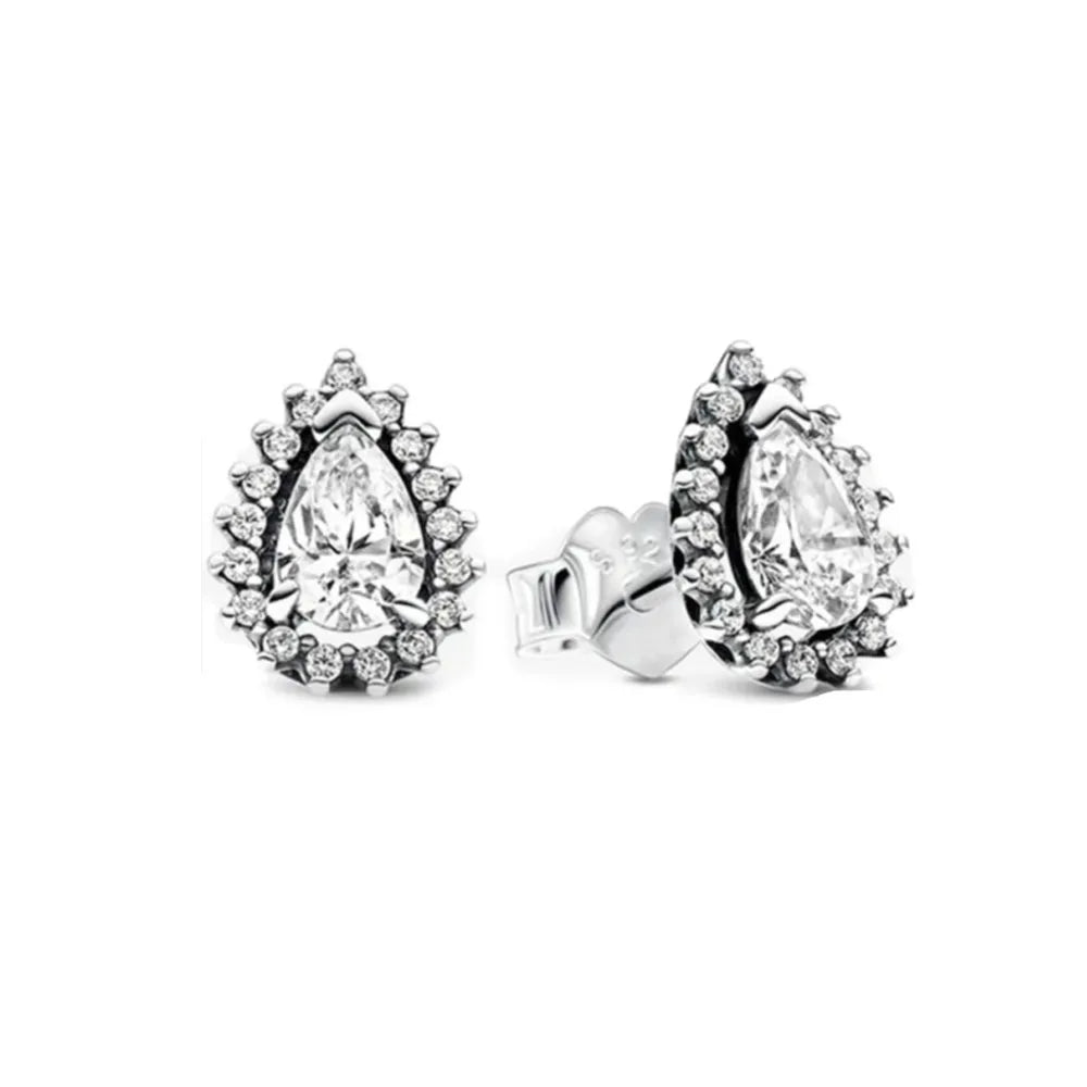 Juego de pendientes de tuerca de plata de ley 925 con hoja cuadrada, sol y luna para mujer, exquisito regalo de joyería europea