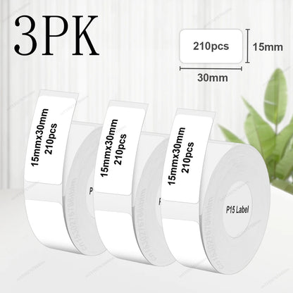 3/5/10PK P15 Thermal Label Paper Stickers – 12x40mm & 15x30mm Self-Adhesive Labels Compatible with Phomemo D30, Q30, Marklife P15/P12 & DELI Q2 Printers
