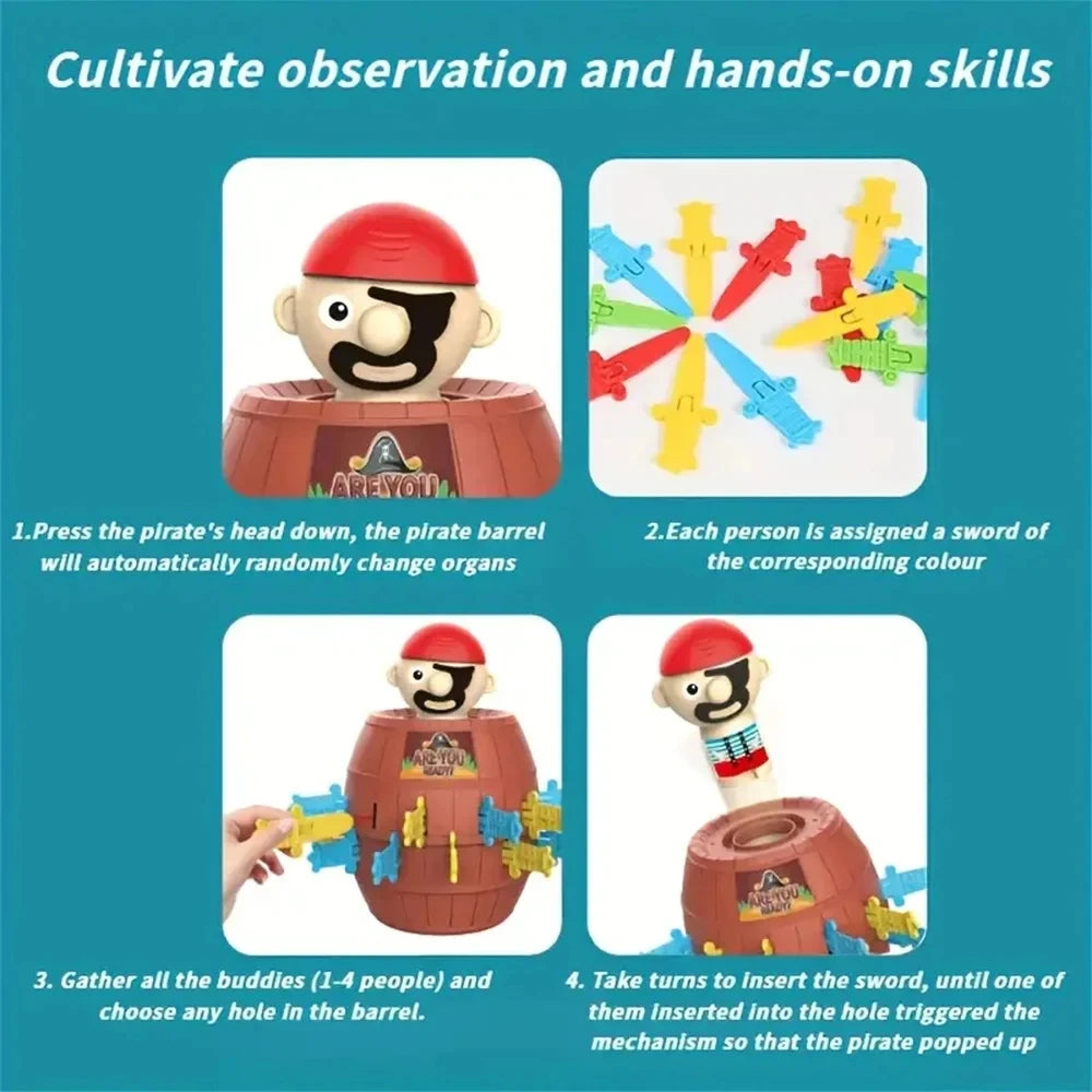 Juego de Mesa Pirata – Juego Interactivo Familiar Piratas Saltarines, Juguete Divertido de Estrategia, Juego de Fiesta de Desafío de Suerte para Niños y Niñas, Regalo para Reuniones entre Padres e Hijos