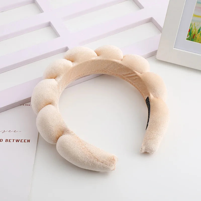 Diadema Retro Acolchada de Terciopelo – Diadema de Esponja Acolchada para Mujeres y Niñas | Accesorio de Moda para Maquillaje y Peinado