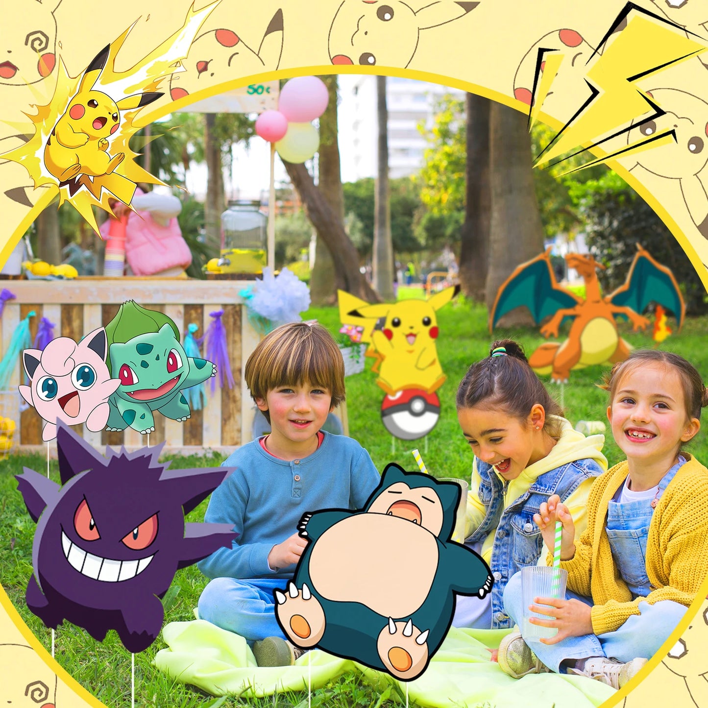 Pokémon Yard Signs Set – 8PCS Party Outdoor Decorations with Stakes (Birthday & Event Decor)