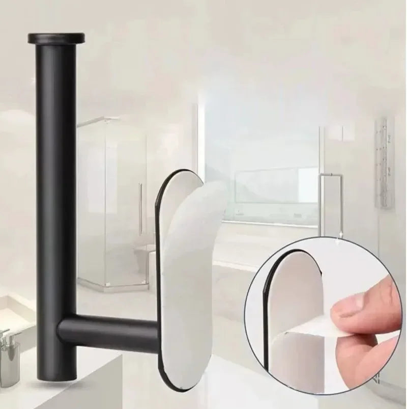Adhesive Toilet Paper Holder Wall-Mounted Kitchen Roll & Paper Towel Rack No-Drill Tissue Holder