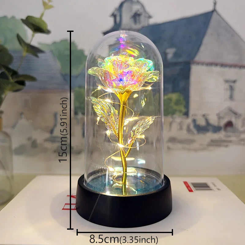 Eternal Rose LED Light in Glass Dome – Romantic Valentine’s Day Gift for Girlfriend | Forever Flower Decoration for Wedding, Mother’s Day & Bridesmaid Gifts