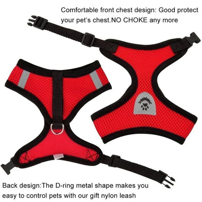 Reflective Dog & Cat Harness with Leash – Adjustable Breathable Mesh Vest for Small Pets