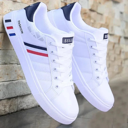 Baskets blanches d'été pour hommes – Chaussures décontractées vulcanisées, légères et respirantes, chaussures de marche plates et chaussures de tennis tendance