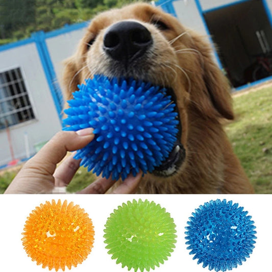 Juguete para perros con pelota chirriante de TPR, mordedor para limpiar los dientes para perros, gatos y cachorros, juguete interactivo de entrenamiento