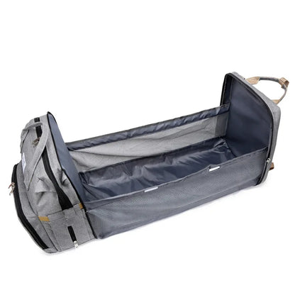Sac à langer de grande capacité pour bébés avec matelas à langer – Sac à langer de maternité imperméable pour mamans avec rangement pour biberons et lit de bébé