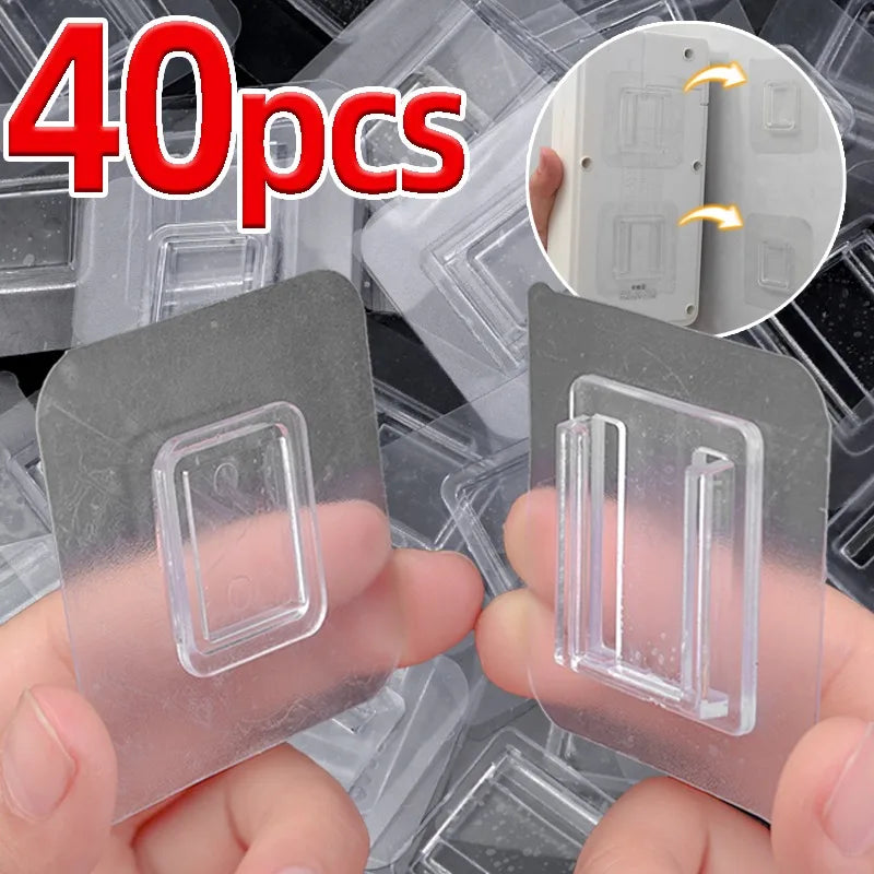 40-Piece Clear Self-Adhesive Wall Hooks – Transparent Traceless Hooks for Kitchen, Bathroom & Home Organization