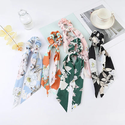 Korean Dots Scrunchie Hair Tie – Long Scarf Ponytail Elastic Hair Band for Women | Sweet Fashion Hair Accessories