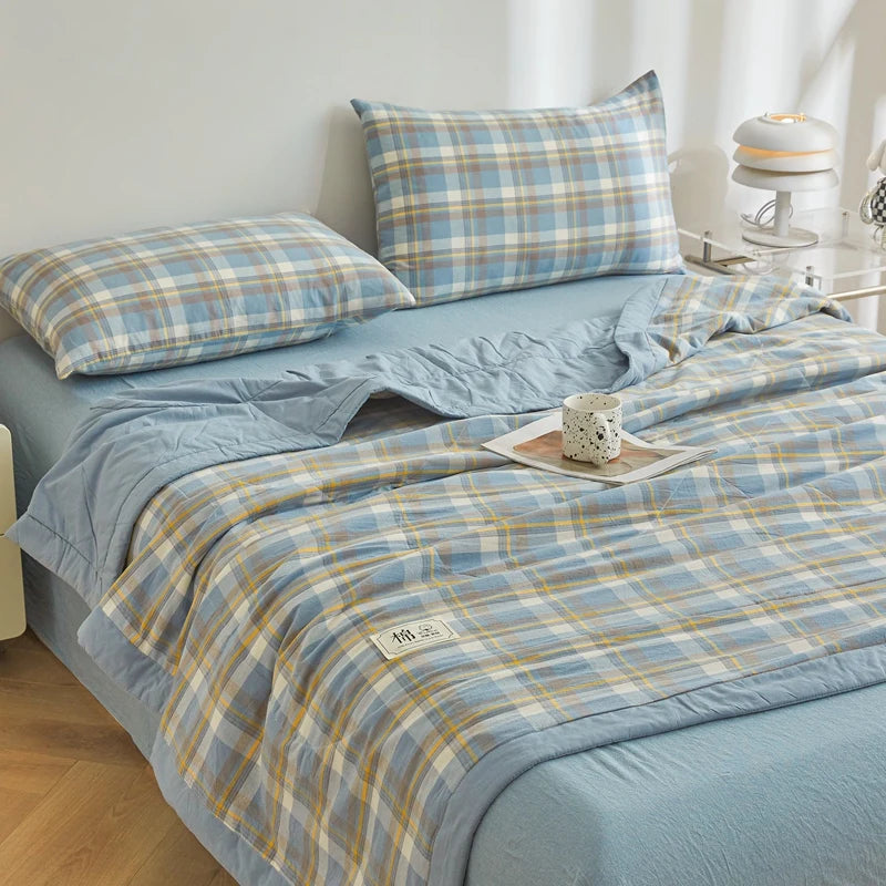 100% Cotton Summer Quilt – Lightweight Long Staple Cotton Comforter for Twin, Queen & Double Beds