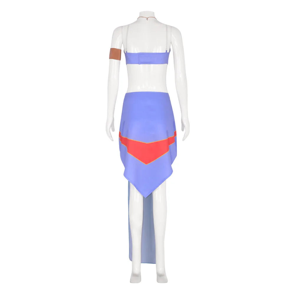 Halloween Princess Kida (Atlantis) Cosplay Costume – Adult Women Blue Dress Set (Carnival/Party Fancy Dress Outfit)